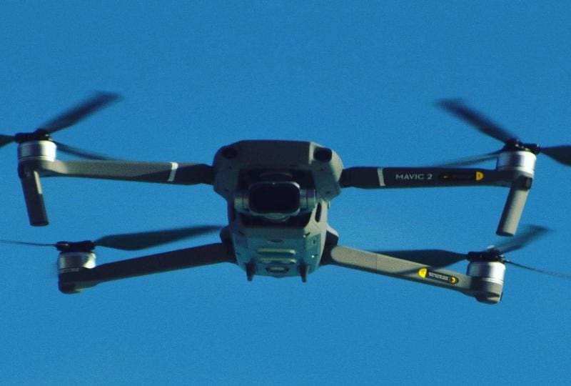 A close up of the camera on top of a drone.